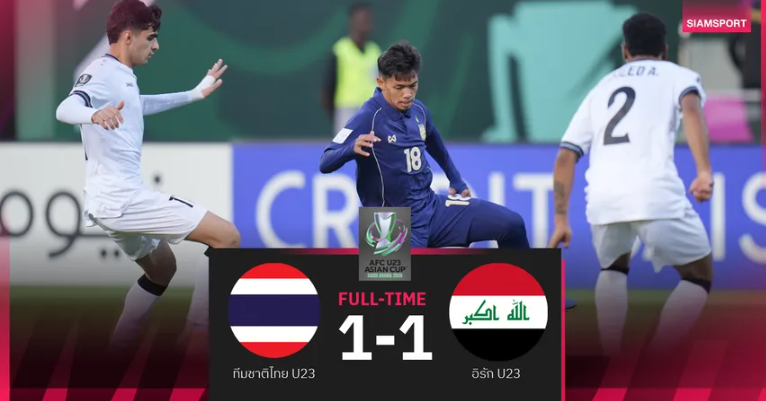ทีมชาติไทย U23 ฮึดเจ๊า อิรัก สุดมันส์1-1 ดวล จีน นัดสุดท้าย ชี้ชะตาลิ่ว ศึกเอเชียน คัพ