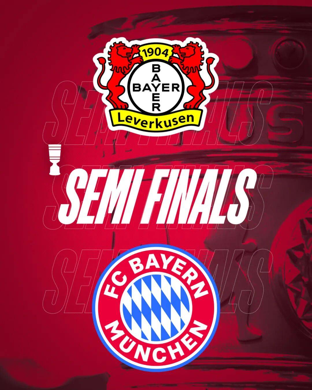 การจับสลากรอบรองชนะเลิศ DFB-Pokal ได้เสร็จสิ้นแล้ว โดยบาเยิร์นจะต้องเผชิญหน้ากับทีมชั้นนำ! ไบเออร์ เลเวอร์คูเซ่น จะเล่นนัดเยือน